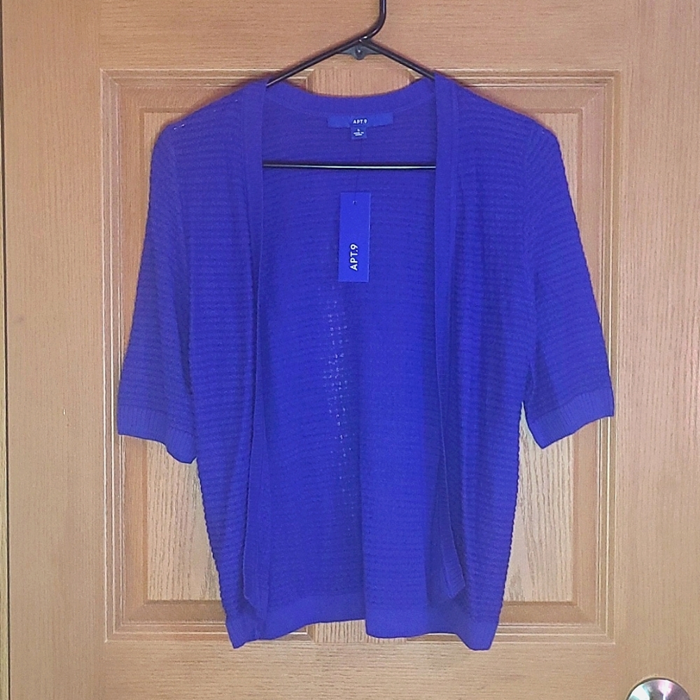 APT.9 Open Shrug Cardigan in Cobalt Blue